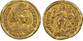 Honorius 393-423
Solidus, Ravenne, AU 4.45g. Ref : RIC X1287, Ran.12 Conservation : NGC AU 4/5 - 4/5
