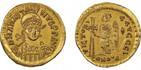 Anastasius 491-518
Solidus, Constantinople, 491-518, AU 4.48 g. Ref : Sear 3
Conservation : NGC MS 5/5 - 4/5