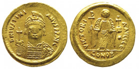 Iustinianus 527-565
Solidus, Costantinople, 542-565, AU 4.45 g.
Ref : Sear 139
Conservation : rayures sinon Superbe