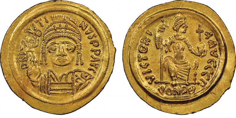Iustinus II 565-578
Solidus, Ravenne, AU 4.42 g.
Ref : Hahn 21
Conservation : in...