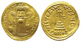 Constans II 641-668
Solidus, Syracuse, AU 4.39 g.
Ref : Sear 1075, Hahn 87
Conservation : signes et coups sinon Superbe