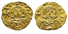 Constantine V avec Leo IV 751-775
Semissis, Syracuse, AU 1.85 g. Ref : Sear 1566, Spahr 329, D.O. 16 Conservation: Superbe et Rare