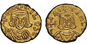 Michael II & Theophilus 820-829
Solidus, Syracuse, 828-829, AU 3.89 g. Ref : Sear 1645
Conservation : NGC AU 4/5 - 4/5. Superbe