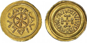 Tremissis, Lucca, 700-749, AU 1.47 g.
Avers : + FLAVIA LVCA 
Revers : VIVIVIVIVIVIVIVIVIVI 
Ref : Bellesia 2a, BMC Vandals 1, Bernareggi 206, Arslan –...