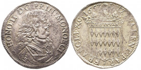 Monaco, Honoré II 1604-1662
́Écu de 3 Livres ou 60 Sols, 1653, AG 26.69 g.
Ref : G. MC30, CC 34 
Conservation : Superbe