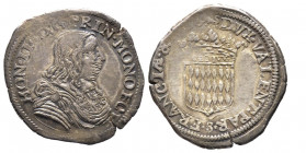 Honoré II 1604-1661
1/12 Écu ou 5 Sols, 1658, AG 2.2 g.
Ref : G. MC16
Conservation : Superbe
