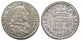 Louis I 1662-1701
1/12 Écu ou 5 Sols, 1664, AG 2.24 g.
Ref : G.MC50, CC 69, CAM 266
Conservation : Superbe