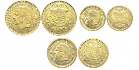 Louis II 1922-1949
1 & 2 francs Essai, sans date (1943), 5 Francs Essai 1945, Cu-Al 4 g. et 8 g. 11.3 g.
Ref : G.MC 131-133-135
Conservation : FDC.
Qu...