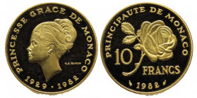 Monaco, Rainier 1949-2005
Piéfort de 10 Francs, 1982, AU 38.8 g. Ref : G. MC158
Conservation : FDC
Quantité : 250 exemplaires. Rare
