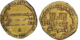 Abbasides 
Al-Rashid AH 170-193 / AD 786-809
Dinar, AH 190, AU 3.87 g. 
Ref : Bernardi 51
Conservation : Superbe