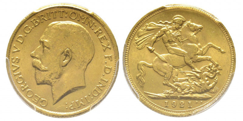 George V 1910-1936
Sovereign, Sydney, 1921 S, AU 7.98 g. 917‰ Ref : Fr. 38, Mars...