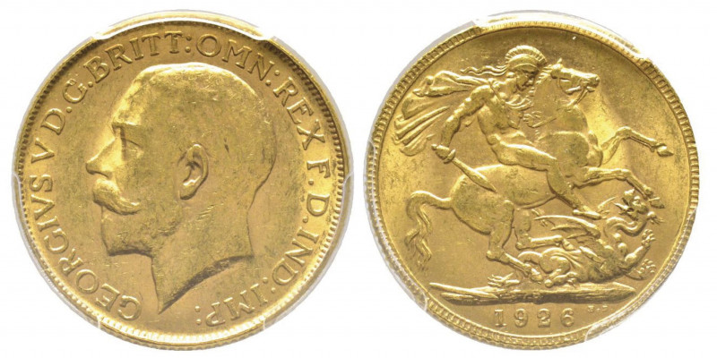 George V 1910-1936
Sovereign, Perth, 1926 P, AU 7.98 g. 917‰ Ref : Fr. 40, Marsh...