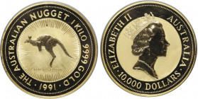 Elizabeth II 1952-
10000 Dollars Kangaroo, 1991, AU 1000 g. Ref : Fr. B27, KM# 152
Conservation : PCGS PR 66 DEEP CAMEO Quantité: 91 exemplaires. Très...