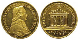 SALZBURG
Hieronymus Graf Colloredo 1772-1803
Ducat, 1782 M, AU 3.49 g. Ref : Fr-887, KM#452 Conservation : FDC