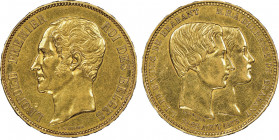 Léopold I 1831-1865
100 francs, Bruxelles, 1853, AU 32.25 g. Tranche inscrite en relief
Ref : Dupriez 538, Fr. 409
Conservation : NGC AU 53. Superbe e...