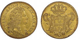 Brazil
Joao V, 1706-1750. 
6400 Reis, Rio, 1741, AU 14.15 g. Ref : Fr. 46
Conservation : NGC AU 58 Très Rare
