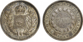 Pedro II 1831-1889
1200 Reis, Rio, 1840, AG 26.89 g. Ref : KM#454
Conservation : NGC MS 61. Rare