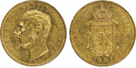 Bulgaria, Ferdinand I 1887-1918
20 Leva, 1894 KB, AU 6.45 g.
Ref : Fr. 3, KM#20
Conservation : NGC AU 58