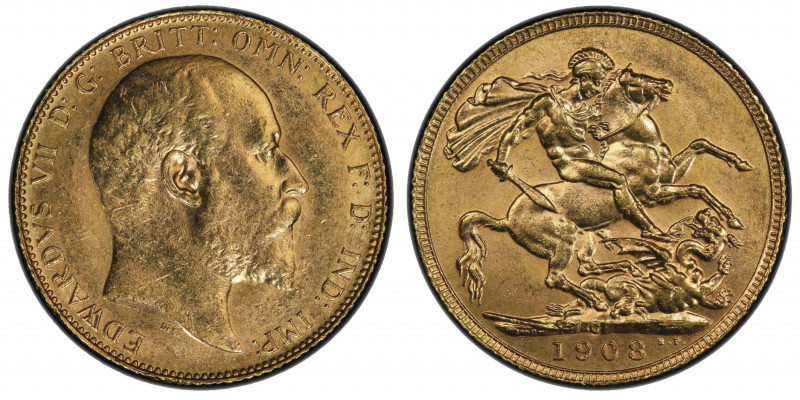 CANADA
Edward VII 1901-1910
Specimen Sovereign, Ottawa, 1908 C, AU 7.98 g.
Ref :...