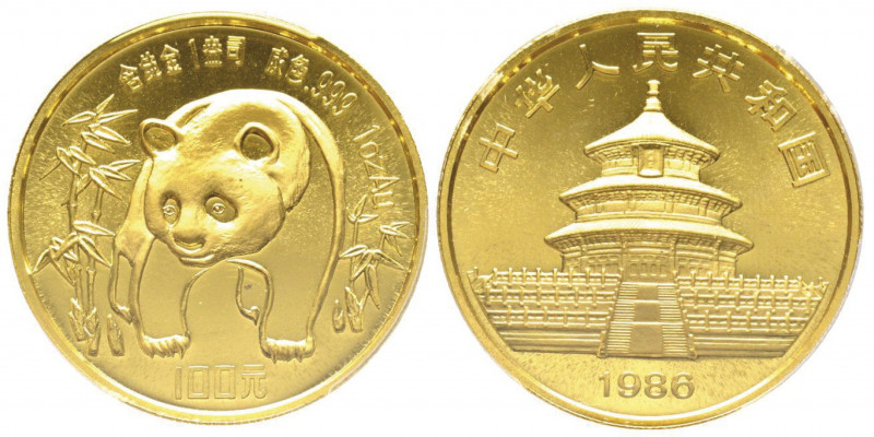 China
100 Yuan, 1986, Panda, AU 31.1 g.
Ref : PAN 30A
Conservation : PCGS MS 69