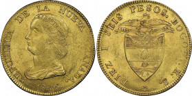 COLOMBIA
16 Pesos, Bogota, 1846 RS, AU 27g. 
Ref : KM#94.1, Fr.74
Conservation : presque FDC