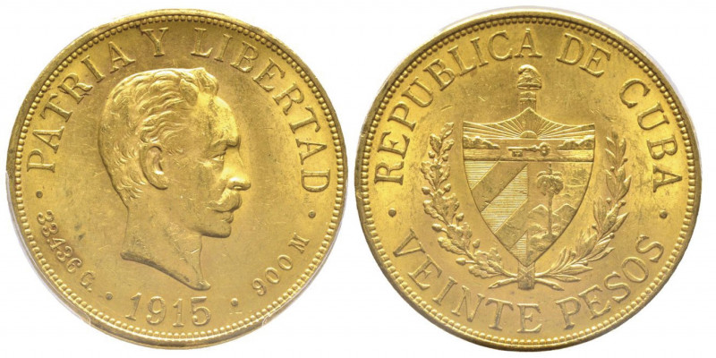 Cuba
Première République 1902-1962
20 Pesos, 1915, AU 33.43 g. 900‰
Ref : KM#21 ...