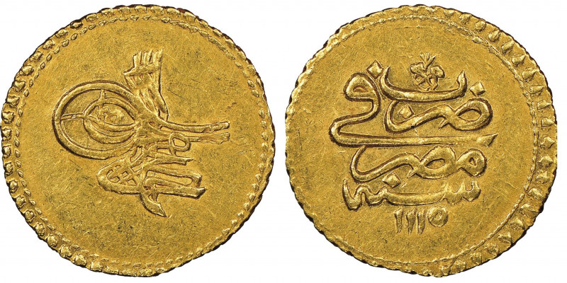 EGYPTE
Ahmed III AH 1115-1143 (1703-1730)
eshrefi (sultani) Misr, AH 1115, AU 3....