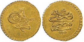 EGYPTE
Ahmed III AH 1115-1143 (1703-1730)
eshrefi (sultani) Misr, AH 1115, AU 3.43g.
Ref : KM#72
Conservation : NGC AU 58. Superbe