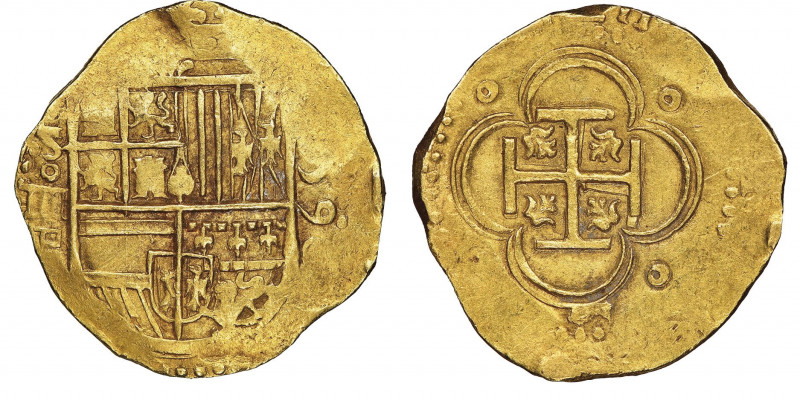 Felipe II 1580-1598
4 Escudos, Sevilla, 1590, D Carré, AU 13.56 g. Ref : Cayon 4...