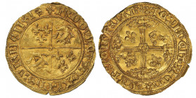 FÉODALE
Louis II 1445-1456 
Écu d'or, IIème émission, Romans, ND, AU 3.41 g. Avers : + LVDOVICS DALPHINVS VIENENSIS Revers : + XPC VINCIT XPC REGNAT X...