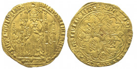 Jean II le Bon 1350-1364
Royal d'or , AU 3.51 g.
Ref : Dup. 293a, Fr. 278, L. 296a
Conservation : presque Superbe