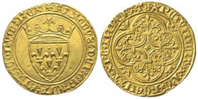 Charles VI 1380-1422
Écu d'or à la couronne, St. André de Villeneuve-lès-Avignon, de AU 3.89 g.
Ref : Dup. 369c, Fr. 291
Conservation : Superbe