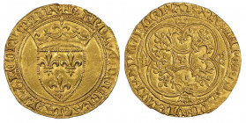 Charles VI 1380-1422
Écu d'or à la couronne, AU 3.81 g. Ref : Dup. 369c, Fr. 291
Conservation : NGC MS 62