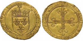 Charles VIII 1483-1498
Écu d'or, Montpellier, AU 3.37 g.
Ref : Dup. 575, Fr. 318
Conservation : NGC MS 61