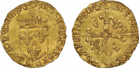 François Ier 1515-1547
Écu d'or au Soleil, Villefranche de Rouergue, AU 3.33 g. Ref : Dup. 775, Fr. 345
Conservation : NGC MS 63. Superbe exemplaire