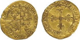 François Ier 1515-1547
Ecu d’or au soleil du Dauphiné, 1er type, point 2ème, R couronné = Romans, AU 3.38 g.
Ref : Dup. 782, Fr. 354
Conservation : NG...