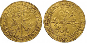 François Ier 1515-1547
Ecu d’or au soleil du Dauphiné, Rose = Grenoble, AU 3.41 g. Ref : Dup. 783, Fr. 355
Conservation : NGC MS 61. Superbe