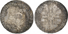 Louis XIV 1643-1715
Écu aux 8 L, flan neuf, Toulouse, 1691 M, AG 27.4 g. Ref : G. 216 (R5)
Conservation : NGC MS 60.
Top Pop: Le seul gradé. Superbe. ...