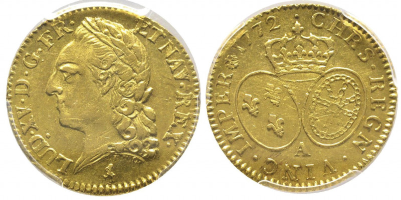 Louis XV 1715-1774
Louis d'or à la vieille tête, Paris, 1772 A, AU 8.15 g.
Ref :...