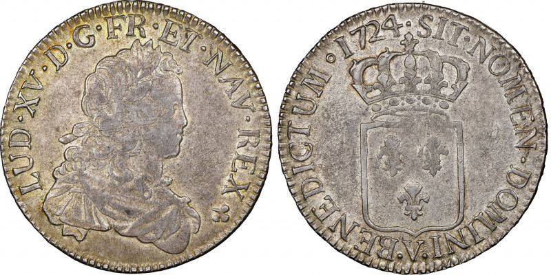 Louis XV 1715-1774
Écu de France, flan neuf, Troyes, 1724 V, AG 24.47 g.
Ref : G...