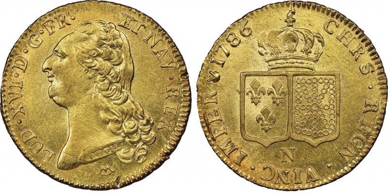 Louis XVI 1774-1793
Double Louis d'or, Montpellier, 1786 N, AU 15.28 g.
Ref : G....