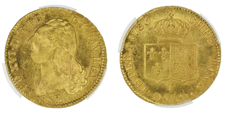 Louis XVI 1774-1792
Double Louis d'or à la tête nue, 1er sem., Nantes, 1786 T, A...