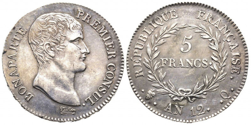 Consulat 1799-1804 
5 Francs, Perpignan, AN 12 Q, AG 25 g.
Ref : G. 577
Conserva...