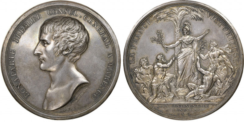 Consulat 1799-1804
Médaille en argent, Paix continentale à Luneville, AN 9, 1801...