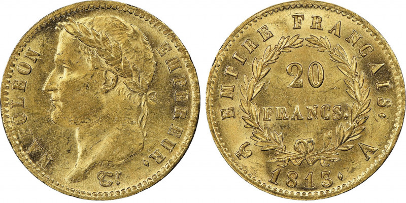 Premier Empire 1804-1814
20 Francs, Paris, 1813 A, AU 6.45 g.
Ref : G.1025, Fr. ...