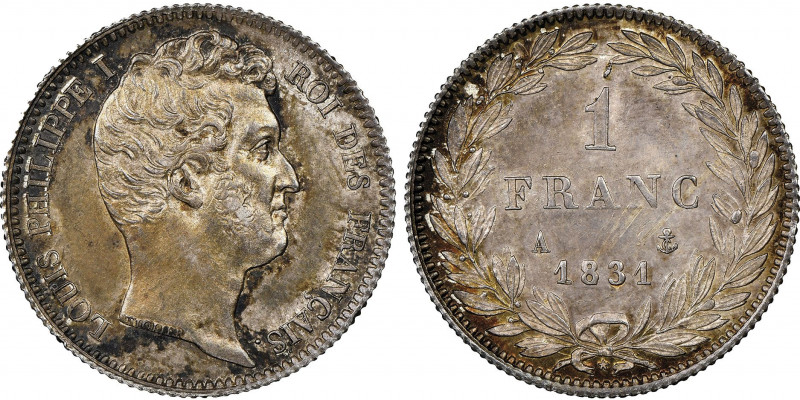 Louis Philippe 1830-1848
1 Franc, Paris, 1831 A, AG 5 g.
Ref : G. 452
Conservati...