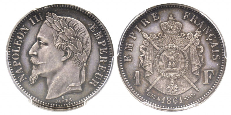 Essais et épreuves de Napoleon III
Essai de 1 Franc tête laurée, tranche lisse, ...