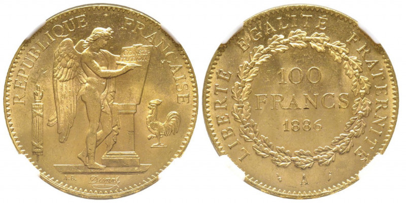 Troisième République 1870-1940
100 Francs, Paris, 1886 A, AU 32.25 g.
Ref : G.11...