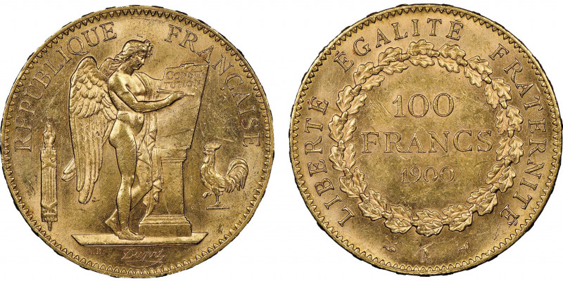 Troisième République 1870-1940
100 Francs, Paris, 1900 A, AU 32.25 g.
Ref : G. 1...