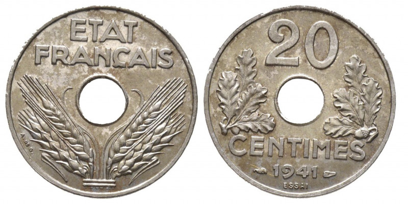 Etat Français 1940-1944
Essai de 20 Centimes, 1941, Fer 3.04 g.
Ref : Taill.52...